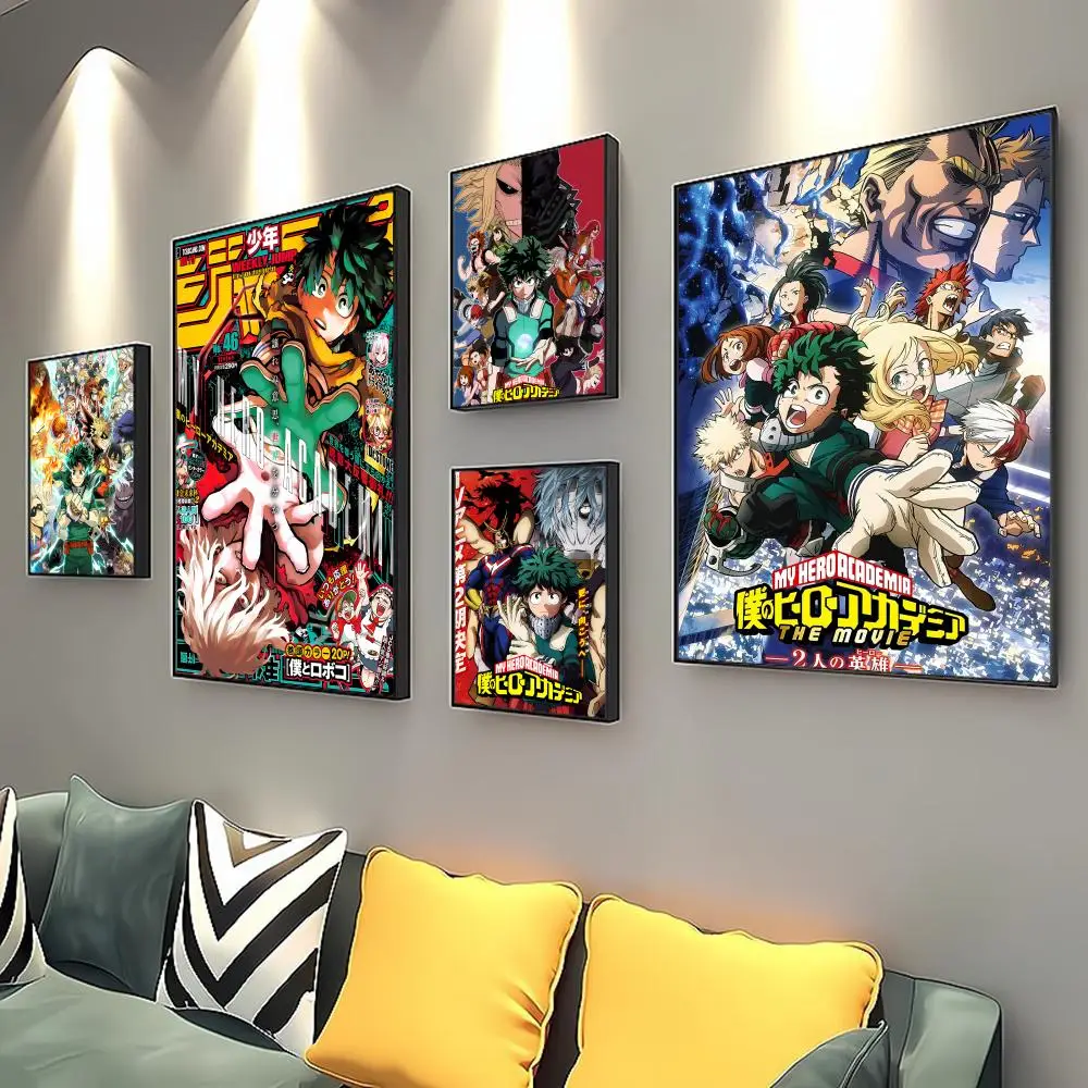 

Janpnese Anime My Hero Academia Poster Self-adhesive Art Retro Kraft Paper Sticker DIY Room Bar Cafe Vintage Decorative Painting