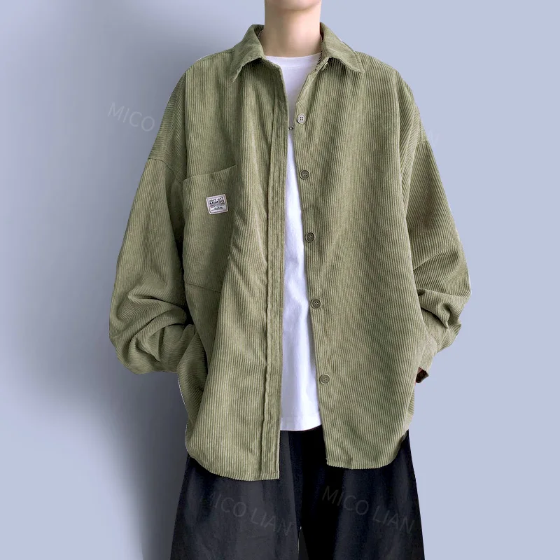 Camisas de manga larga de pana para hombre y mujer, chaqueta informal de gran tamaño, ropa de Color sólido, moda coreana, primavera y otoño, novedad de 2022
