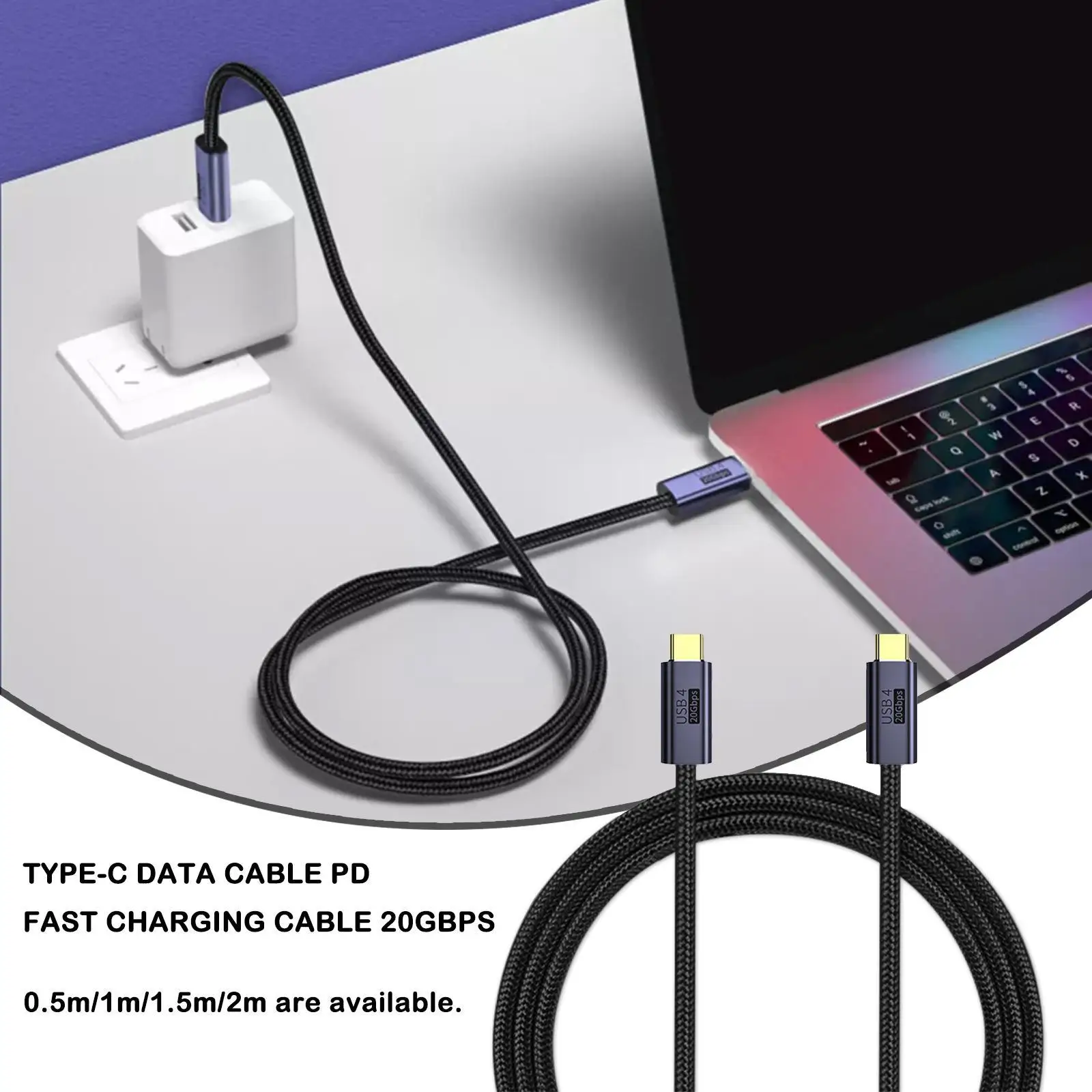 Фото USB-кабель для передачи данных, 20 Гбит/с, 100 Вт, 5 А №2