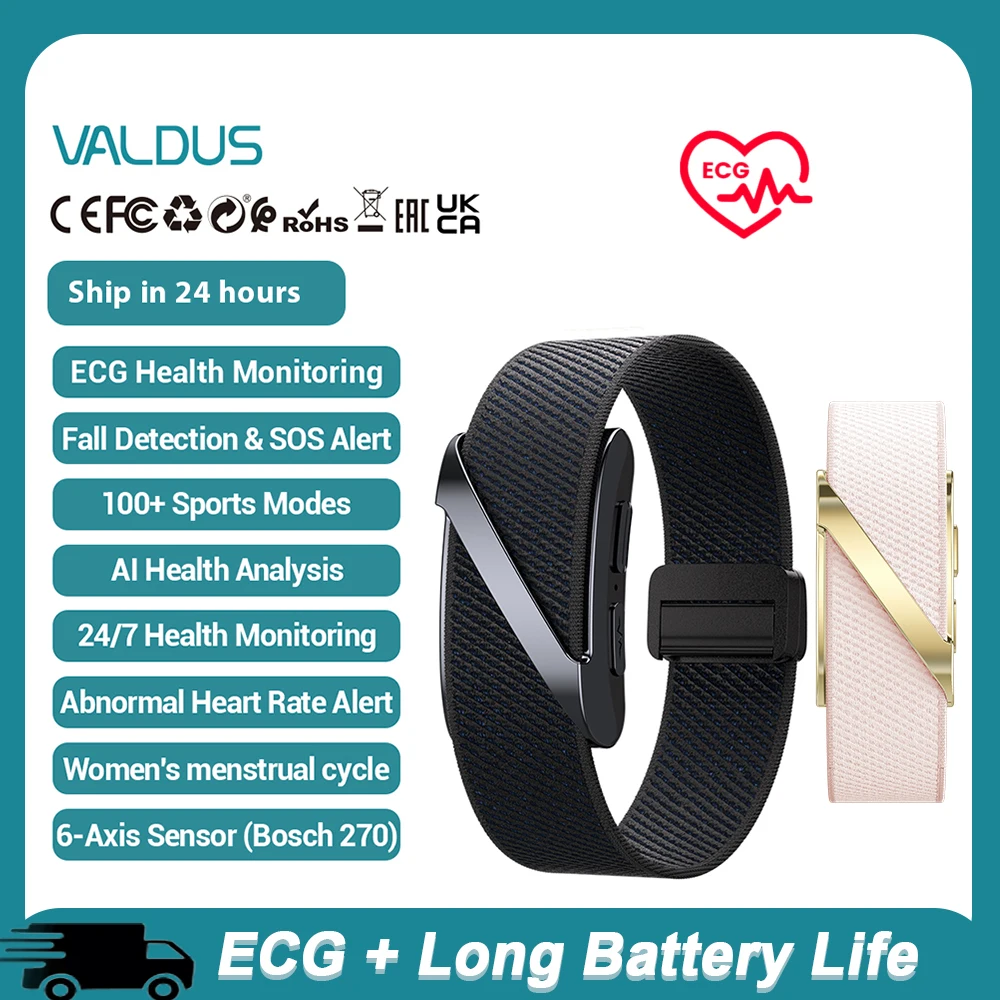 Фото Смарт-часы VALDUS VANTA ECG для мужчин и женщин с функцией SOS, оповещением о падении, фитнес-трекером, монитором сердечного ритма, давления и сна, новый браслет 2026 года №1