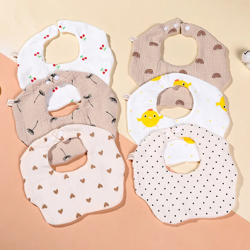 

Всесезонный детский нагрудник из чистого хлопка, шестислойное Марлевое детское Хлопковое полотенце с вращением на 360 градусов, детское полотенце-капелька