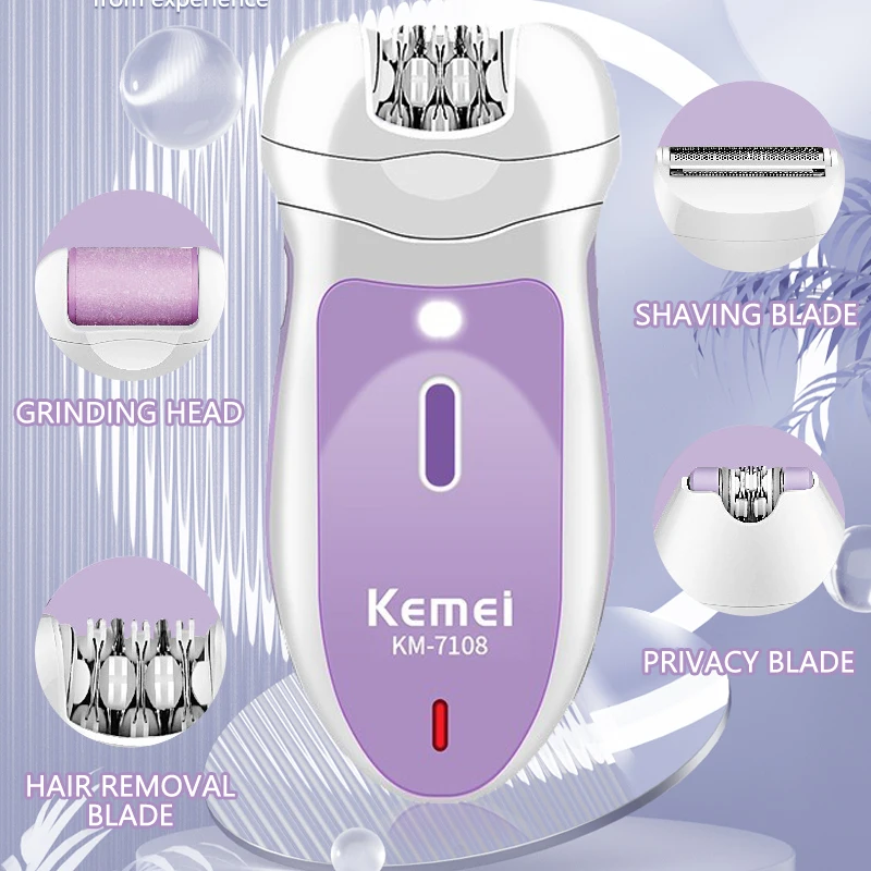 KEMEI KM-7108 4 в 1 электрический эпилятор для волос портативный беспроводной
