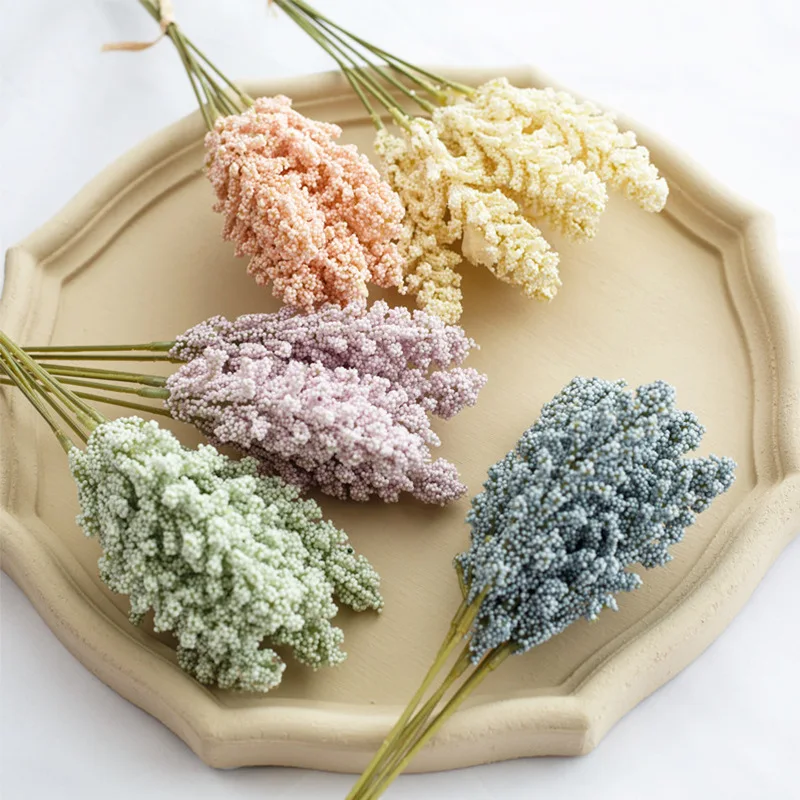 

6 Pieces Foam Lavender Bouquet Bride Artificial Flowers Cheap Vase for Home Decor Wedding Decorative Wreaths Fake Plants