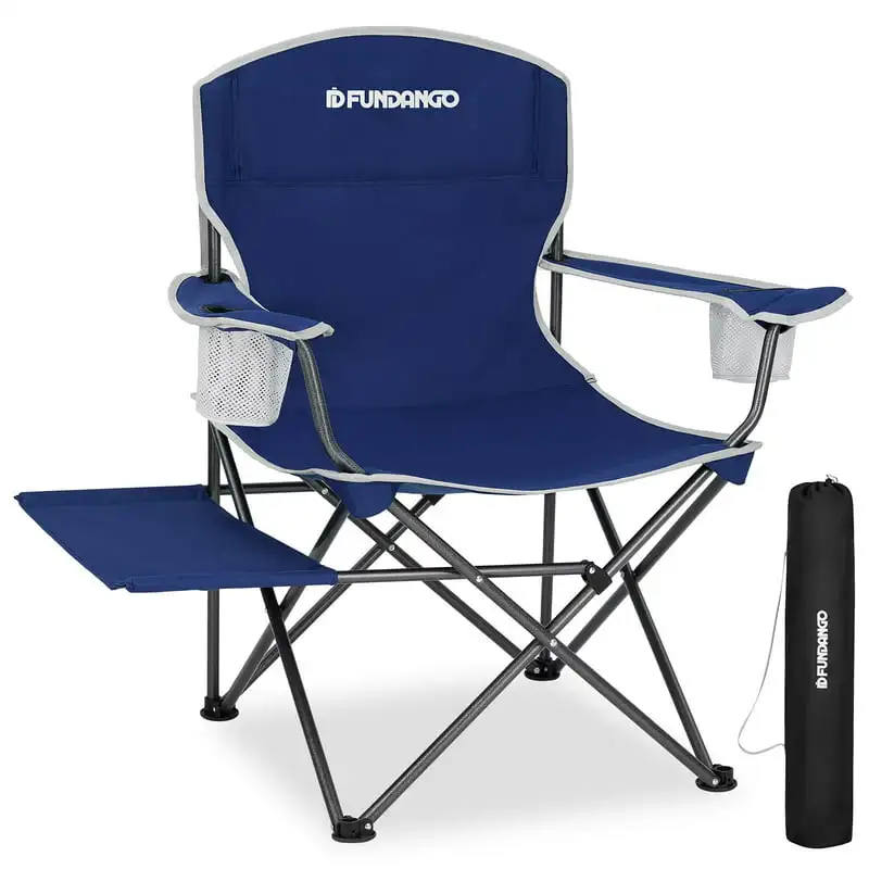 

Camping Chairs Portable Camp Lawn Chairs with Side Table Hard Arm, Cup Holder and Pocket for Adults Blue