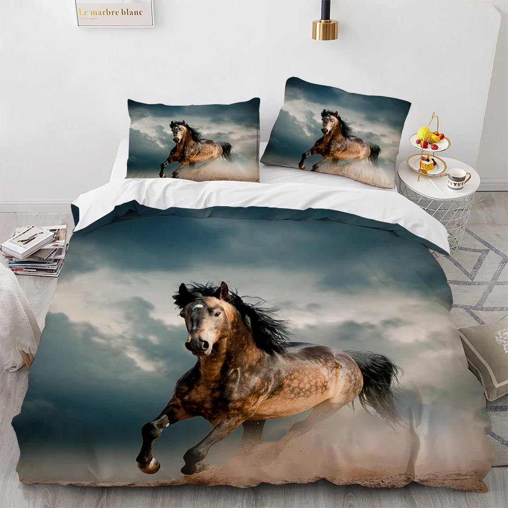 

3D Design Horse Duvet Cover Sets Bed Linens Bedding Set Quilt/Comforter Covers Pillowcases 200x200 Size Black Home Texitle