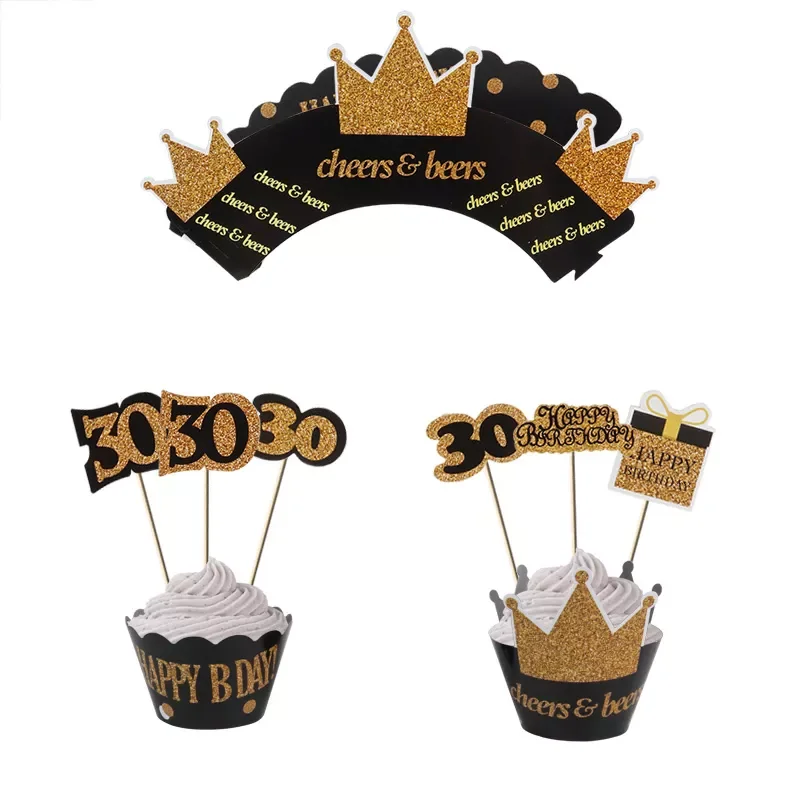 

40 50 60 Years Old Cupcake Toppers Birthday Party Anniversary Adult 30th 40th 50th 60th Birthday Cake Decorations Supplies