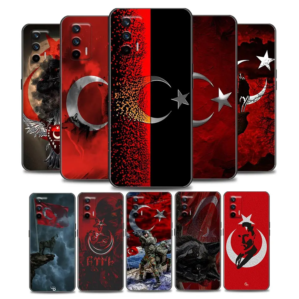 

Flag Turkey Istanbul Antalya mustafa Wolf Phone Case for Realme Q2 C20 C21 V15 8 C25 GT Neo V13 5G X7 Pro Ultra C21Y Silicone