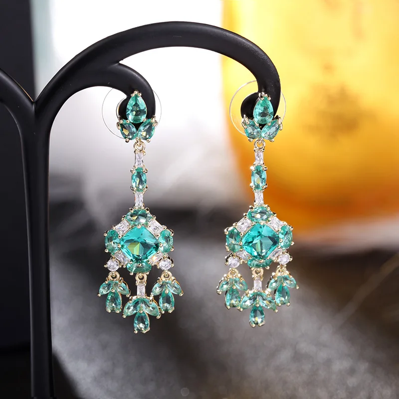 

Luxury Crystal Cubic Zirconia Rhinestone Long Tassel Drop Dangle Earrings Vintage Jewelry For Women Wedding Party Gift Accessory