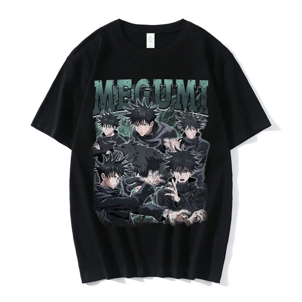 

Футболка с графическим принтом аниме juютсу Kaisen Fushiguro Megumi, летняя футболка большого размера с коротким рукавом для мужчин и женщин, уличная о...