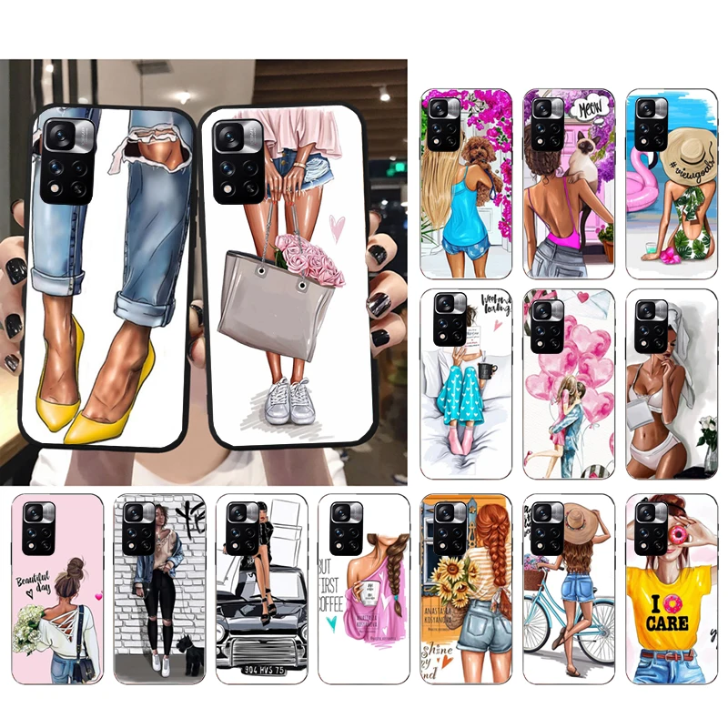 

Phone Case For Xiaomi Redmi Note 12Pro 11 11S 11T Pro 10 9Pro Note10S Redmi 10 9 10C 9C Princess Girl coffee Summer Fashion