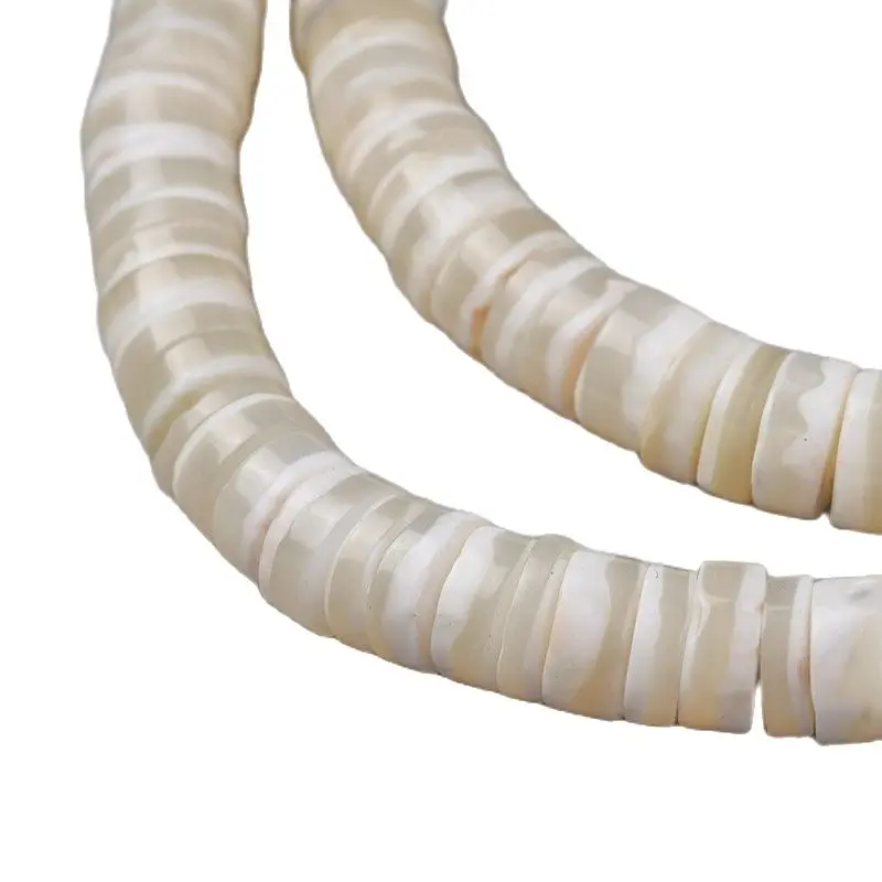 

Freshwater Shell Beads Strands, Disc/Flat Round, Heishi Beads 5~5.5x0.5~2.5mm,Hole:1mm; about 220~221pcs/Strand, 15.7~16.5''