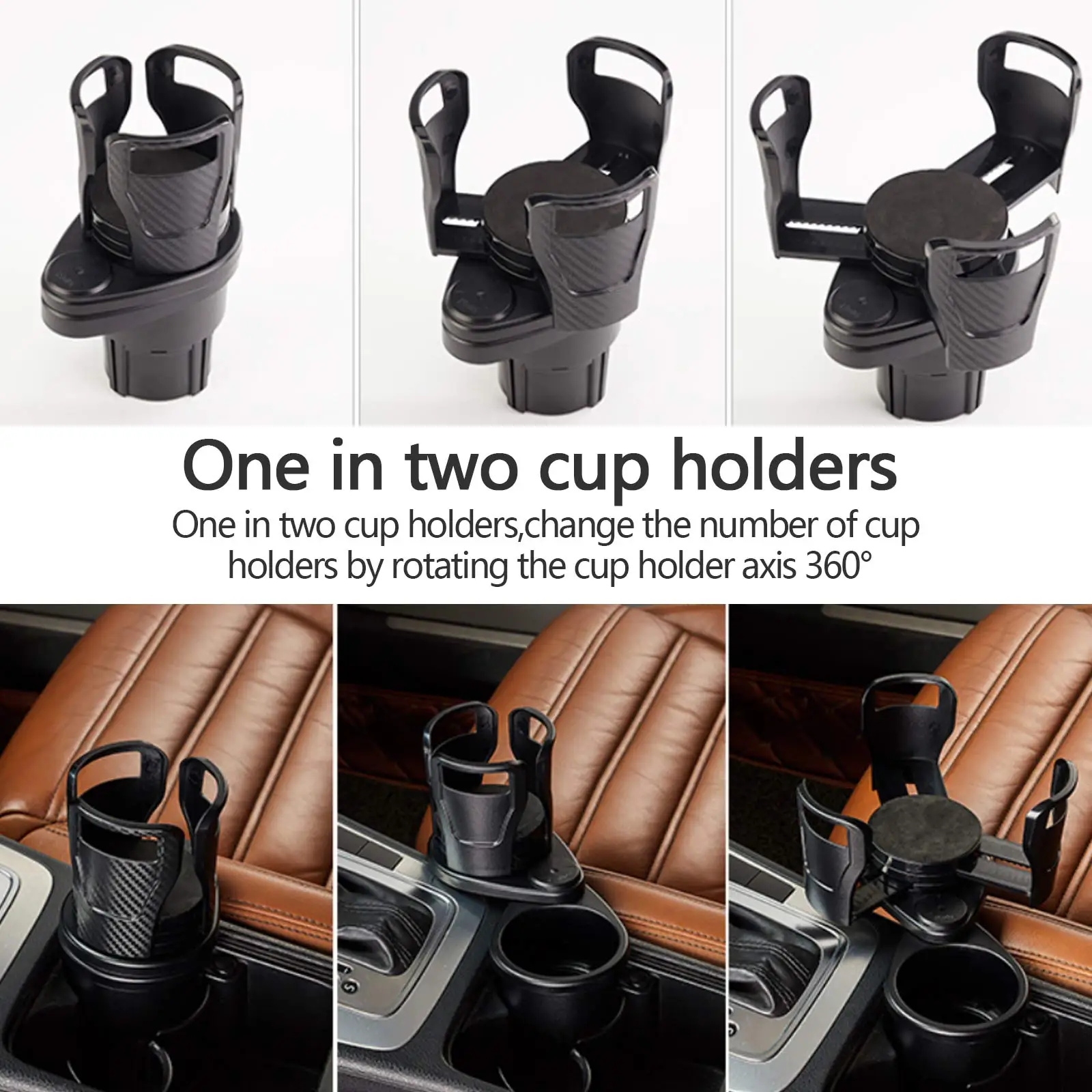 2 in 1 Car Cup Holder Expander Adapter Adjustable Base Cup Holder Organizer Coffee Beverage Bottles Storage Rack Car Accessories