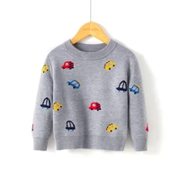 2022 korean boy child sweater cartoon car parttern double layer long sleeve cute sweater warm autumn and winter boys clothing
