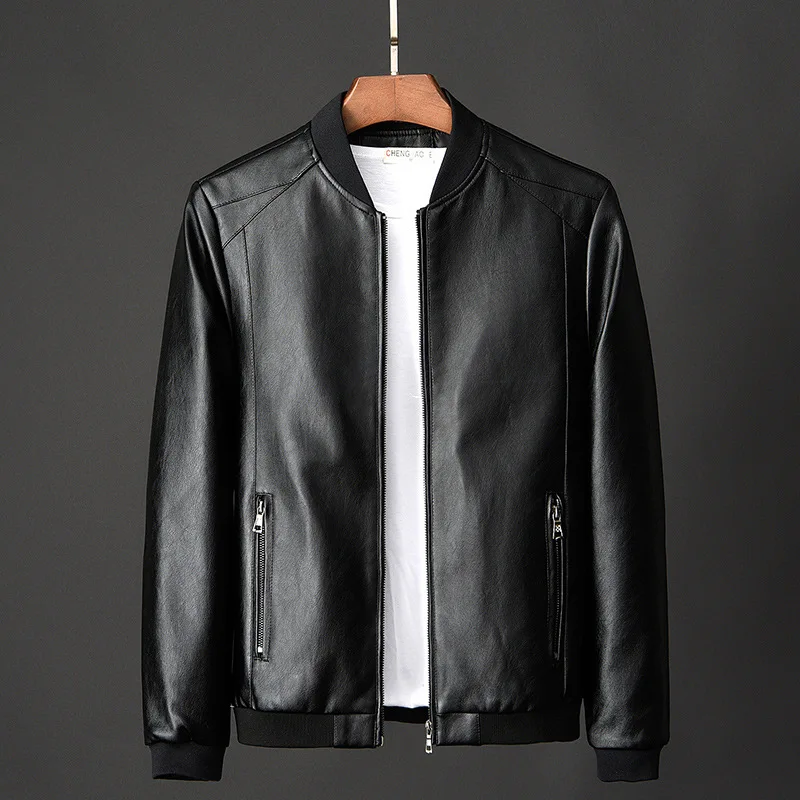 

Leather Jacket Bomber Motorcycle Jacket Men Black Biker PU Baseball Jacket Plus Size 8XL Fashion Causal Jaqueta Male