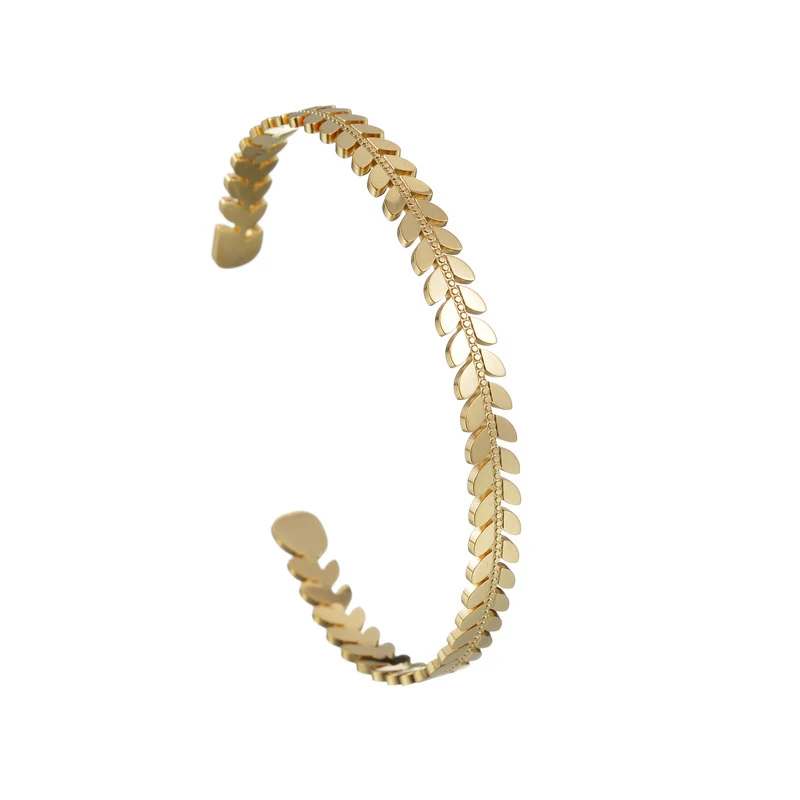 

Stainless Steel Bangles Olive Branch Leaf Double-Headed Leaf Open Bracelet for Women Men Fashion Gold Silver Color Jewelry Gift