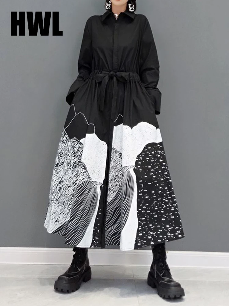 

Women European Spliced Long Shirt Dress New Stand Collar Three-quarter Sleeve Loose Fit Fashion Spring Autumn