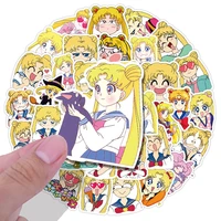40pcs sailor moon graffiti sticker toy cute japanese anime cartoon handbook material mobile phone case handbook for girl gift