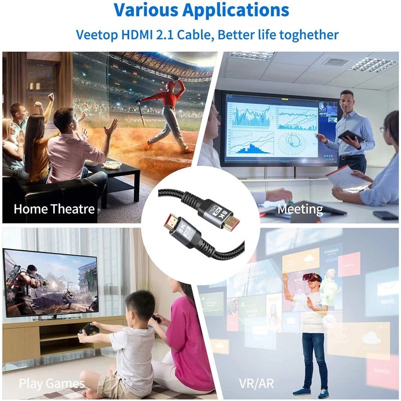 8K @ 60 Гц HDMI-совместимый кабель 2 1 48 Гбит/с оптическое волокно для PS5 PS4 HD TV Box