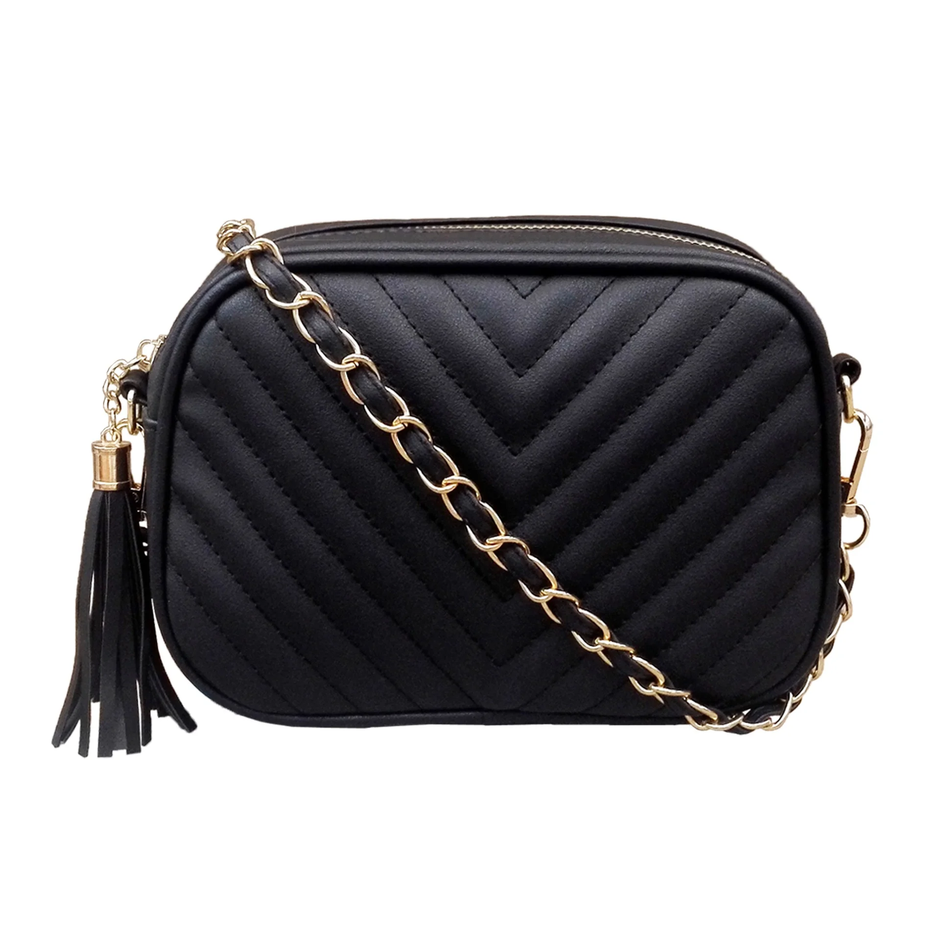

New in Mini Women Crossbody Bags Quilted Faux Leather Purse Phone Bag with Tassel Chain Shoulder Bag