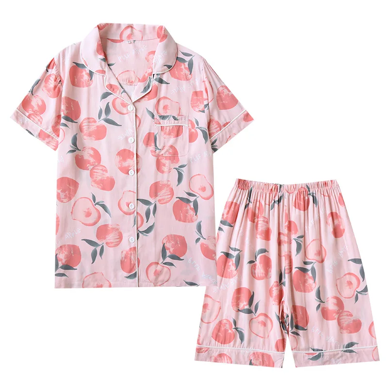 Summer Cotton Silk Pajamas Women Set Thin Japanese Style Can Be Worn Outside Casual and Sweet Ladies Home Service Soft Sleepwear