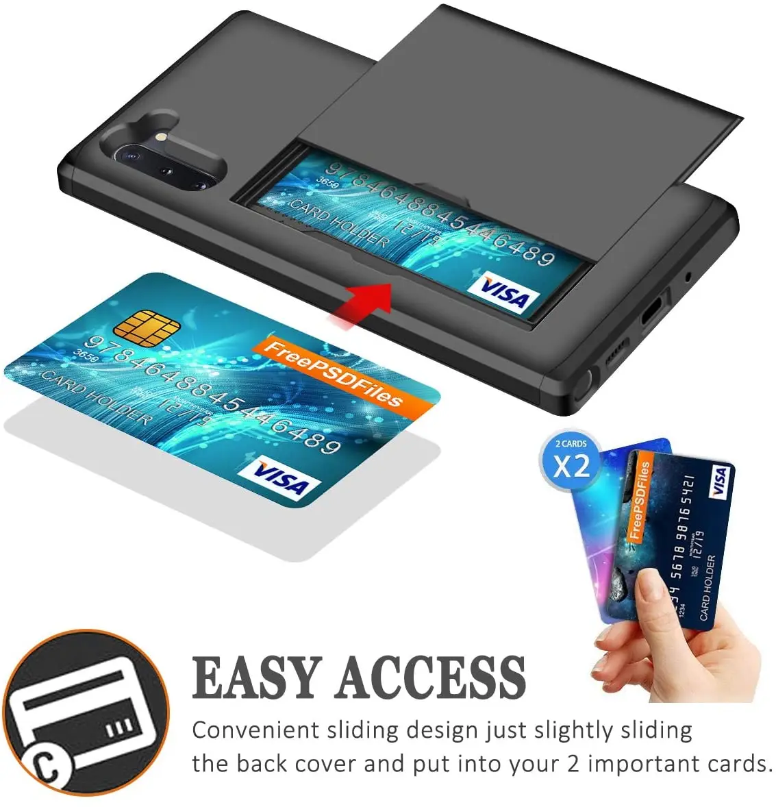 

For Samsung Galaxy Note 10 8 9 Pro S10 S8 S9 PLus Sliding Door Hidden Pocket Card Slots Anti-Scratch Case Phone Cases S10E Shell