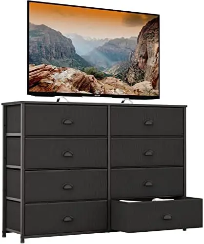 

8 Drawer Dresser Wide 40'' Long, Storage Chest of Drawer for 50'' TV Stand, Closet, Bedroom, Nursery, Fabric Bin