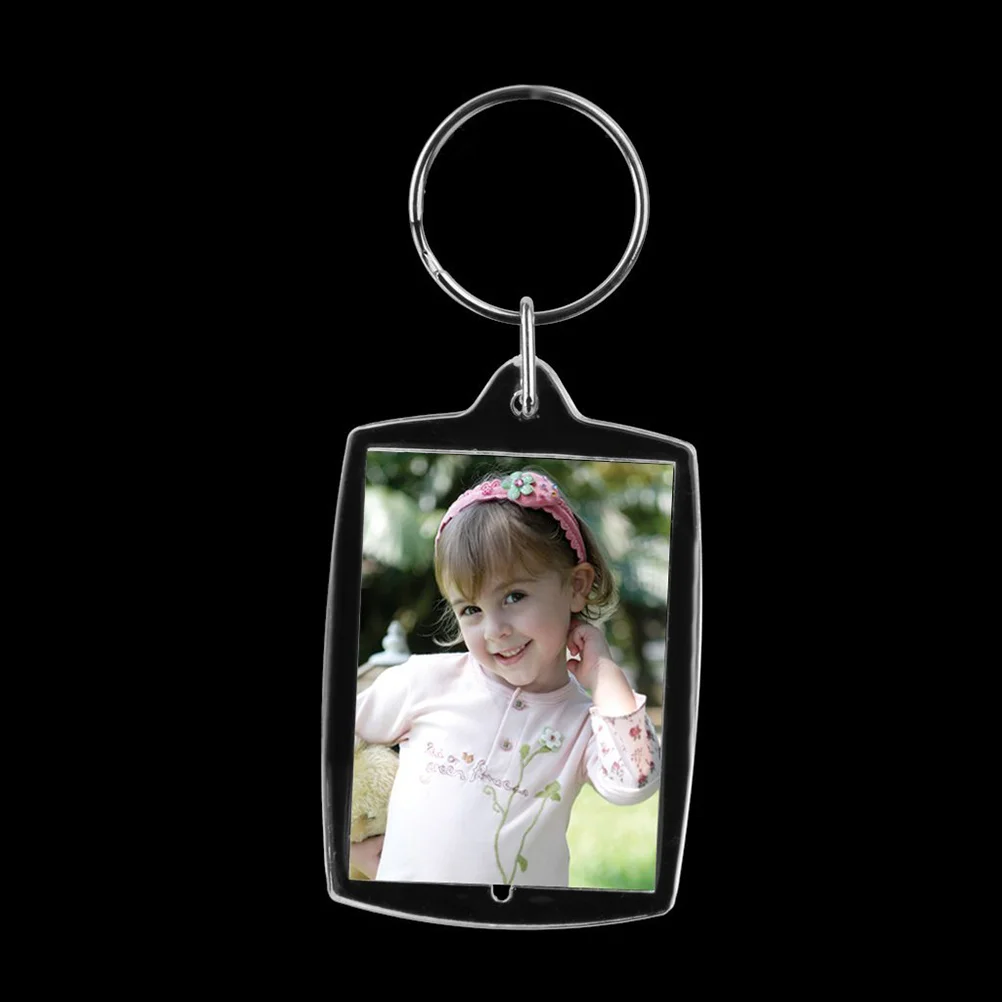 

Photo Keychain Frame Key Acrylic Transparent Keyrings Diy Holder Keyring Ring Blank Insert Snap Square Inch Circle Heart Blanks