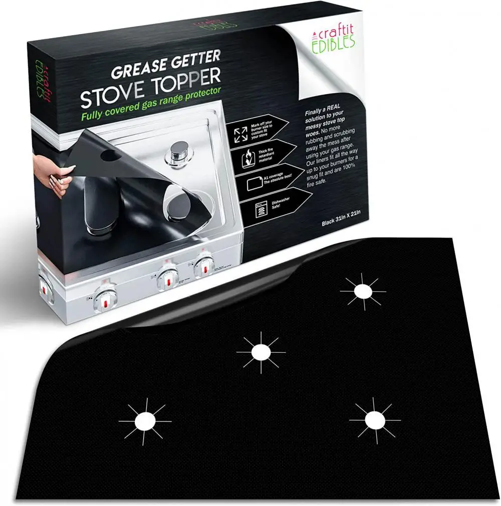 

Противомасляный коврик с защитой от грязи, черный/серебристый коврик с 5 отверстиями, новинка, газовая Магнитная крышка, кухонные аксессуар...