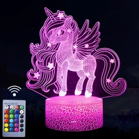 unicorn night light 3d illusion lamp unicorn lights for kids room 16 colors flashing modes with remote control opreated dimm