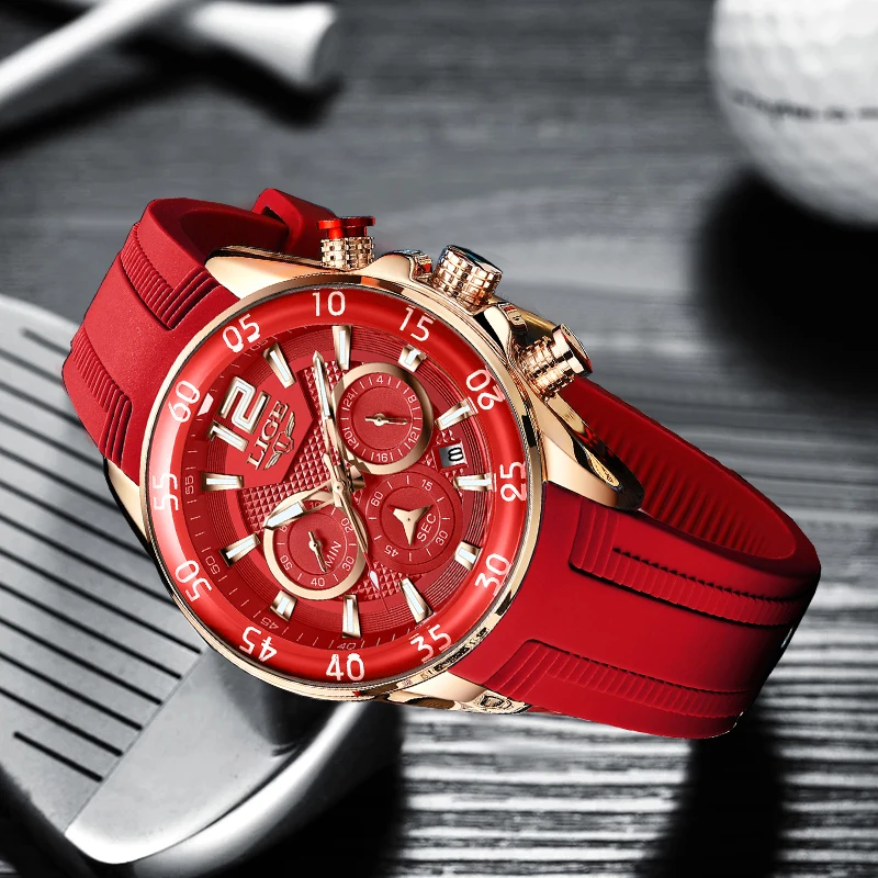 Часы-хронограф мужские с силиконовым ремешком водонепроницаемые - купить по