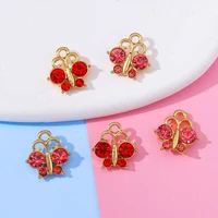 10pcs 1313mm alloy zircon crystal glass butterfly flower charm pendant diy making earring necklace luxury jewelry accessories