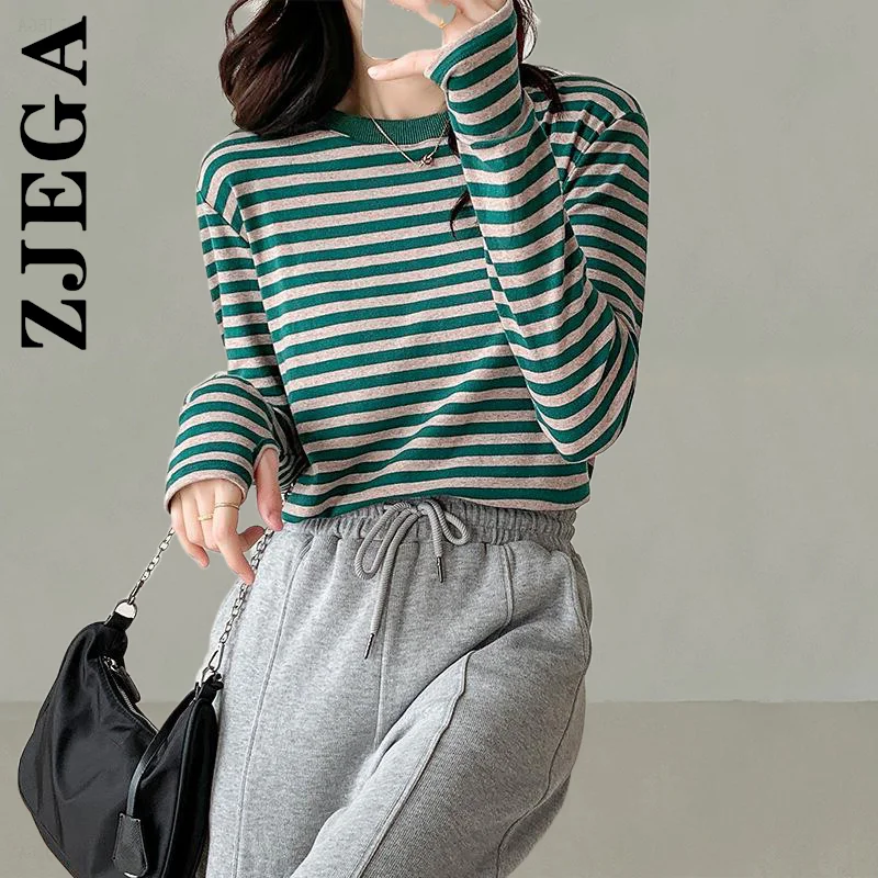 

Zjega Autumn Women Shirt Basic Retro Casual T Shirt Elegant Simple Women's Shirts Slim Retro Lady Top Sexy Soft Tops Female
