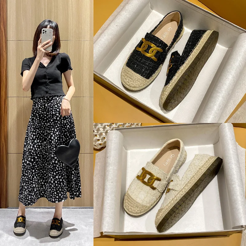 

Casual Shoes 2022 Spring And Autumn New Linen Fashion Luxury Flat Fisherman Shoes Outer Wear Thick Bottom Loafers Casual Shoes