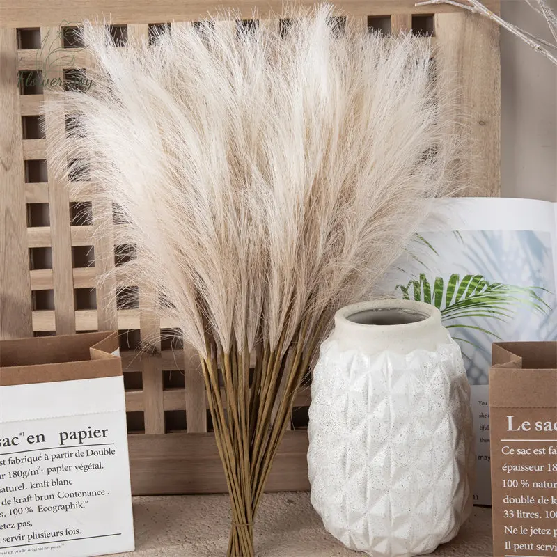 

45cm Artificial Fluffy Pampas Grass Bouquet Fake Reed Flowers DIY Wedding Party Decoration Plant Simulation Boho Home Decor