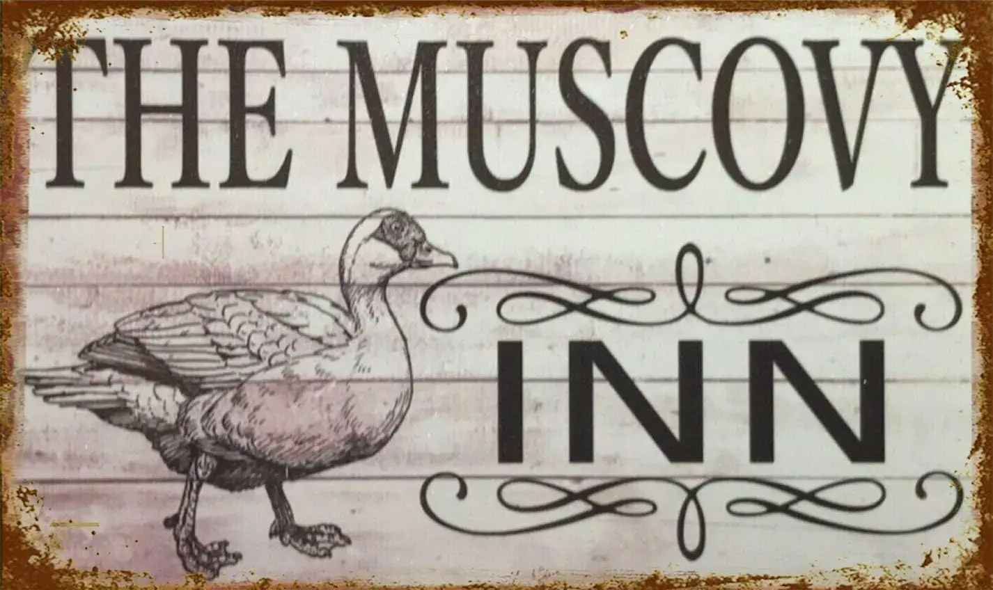 The Muscovy Ducks Duck nn Retro Metl Tn Sgn Vntge lumnum для домашнего кофе Wll Decor 12×8 nch