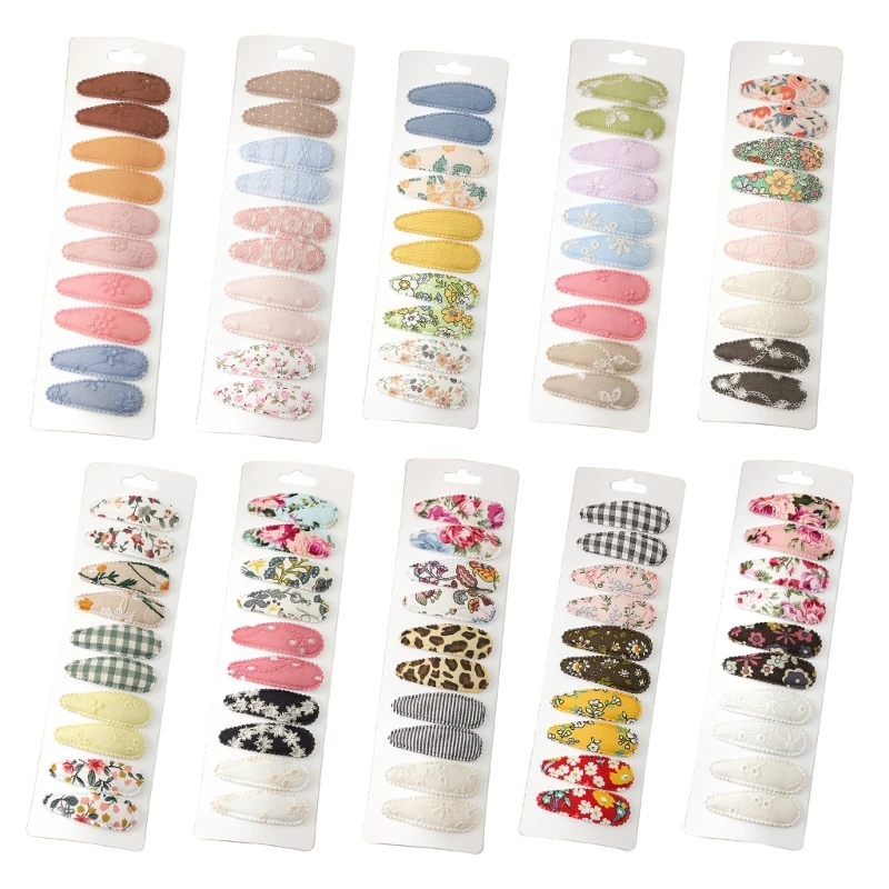 

Girls Hair Clip Set Easy Snap Clip Fabric BB-Clip Hairpins Girl Headdress 10pcs Wholesale