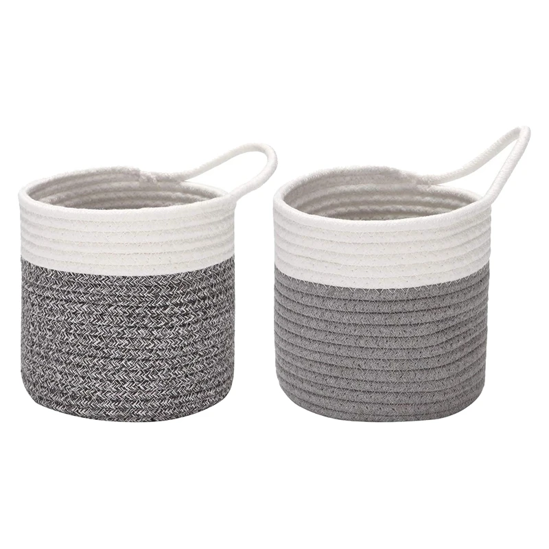 

2 шт. подвесные корзины из хлопчатобумажной веревки, фотоподвесная сумка для велосипеда, горшок для растений, настенный органайзер для ключ...