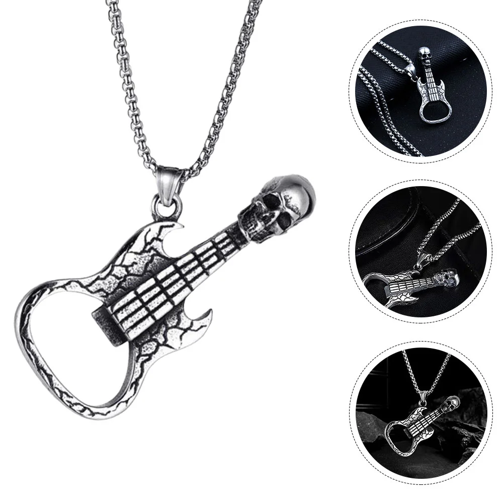 

Men Necklace Guitar Pendant Necklace Personalized Necklace Metal Beer Bottle Opener