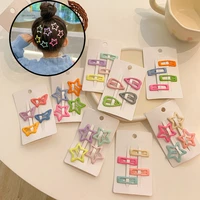 368 pcsset children cute color geometric stars heart ornament hair clips baby girls lovely sweet hairpin kid hair accessories