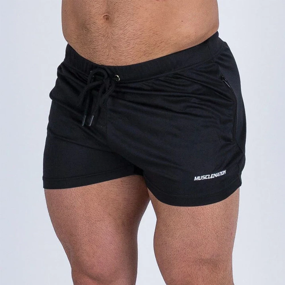 

Men's 3" Gym Bodybuilding Shorts Running Workout Lightweight Shorts Elastic Waistband with Zip Pockets