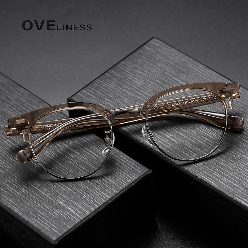 

Japanese Handmade Glasses Frame Retro Oval Titanium Acetate Eyeglasses Thin Men Women Eyewear Reading Myopia Prescription Lens