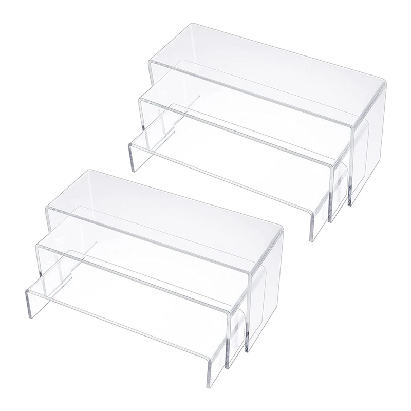 

Acrylic Display Risers, Clear Rectangle Stands Shelf For Display 6Pcs