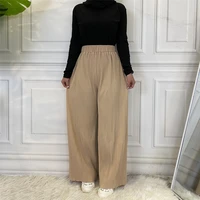 eid mubarak arabic muslim pants soft high waist women pant abaya dubai islam modest clothing casual long trousers female slacks