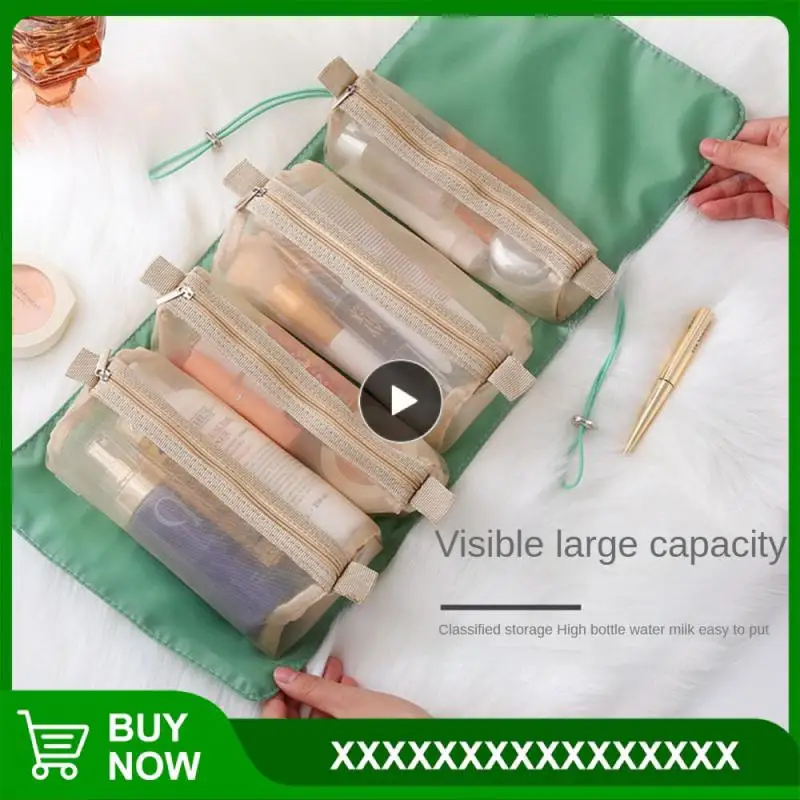 

54.5x23cm Storage Bag Multifunctional Lazy Makeup Organizer Home Accessories Mesh Bag Mesh And Twill Fabric Travel Makeup Bag