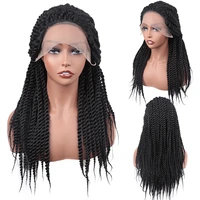 long straight lace front wig knotless braided wig with baby hair synthetic twist hair wig for black women heat resistant party