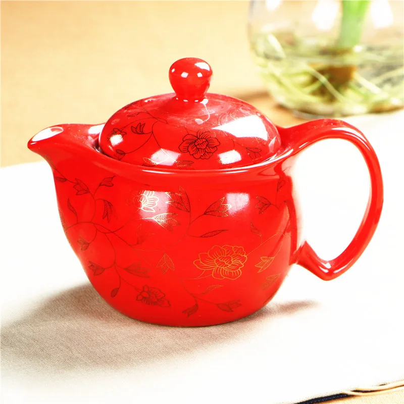 

Special Sale with Filter Red Wedding Gift China Grab Teapot Set Handle Ceramic Ceramic 401-500ml Tea Pot Strainer