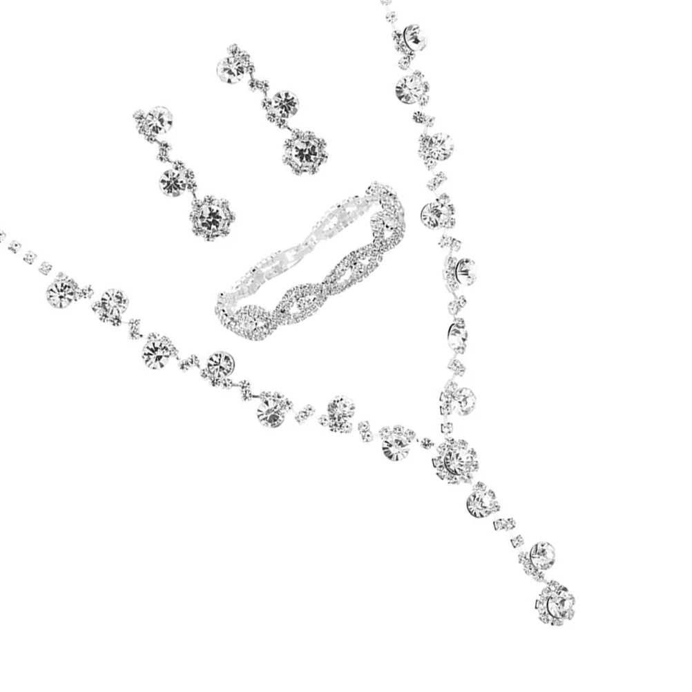 

1 Set Fashion Rhinestones Earring Necklace Bracelet for Wedding Birthday Proms