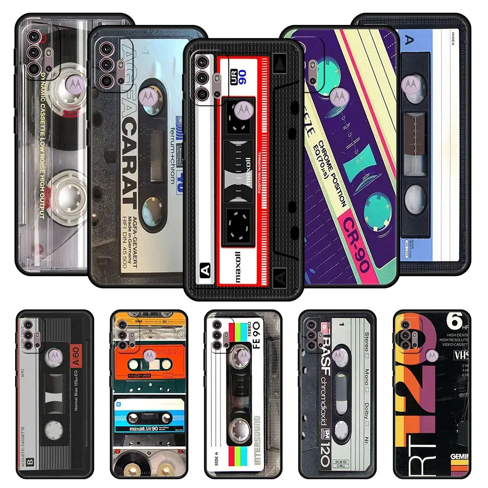 

Cover Case for Motorola Moto G30 G60 G22 G31 G51 G71 G200 Edge 20 30 S30 X30 One Fusion Japan Fashion Retro Cassette Tapes