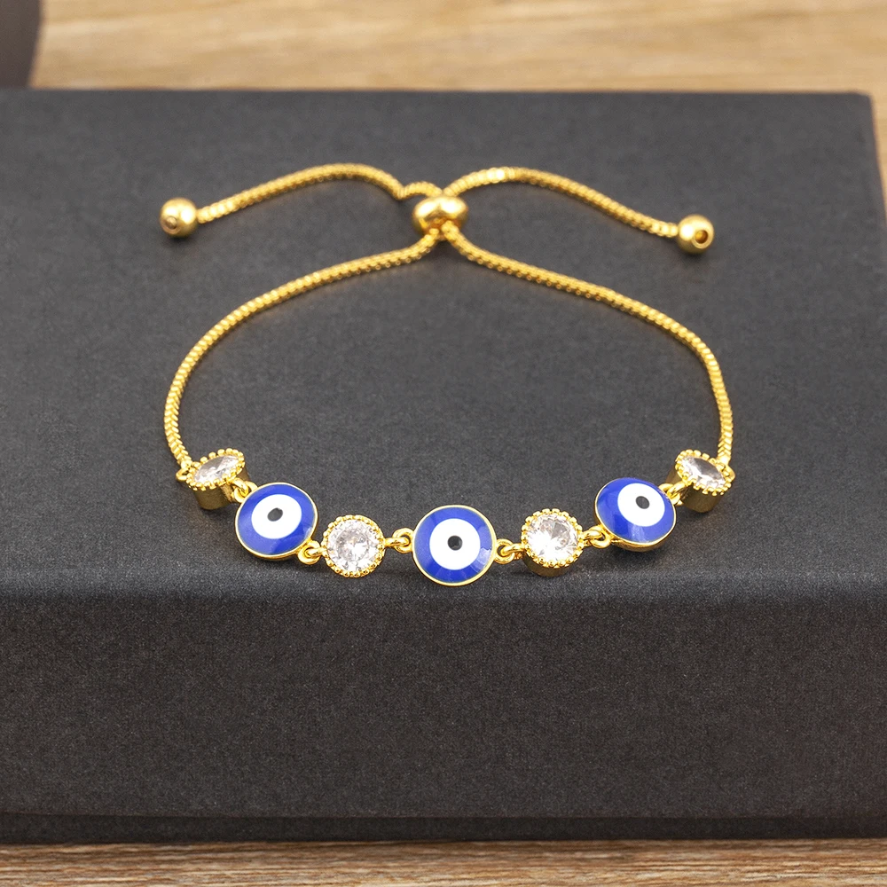 Новое поступление браслет-цепочка Nidin с круглым цирконом 3 цвета Фатима