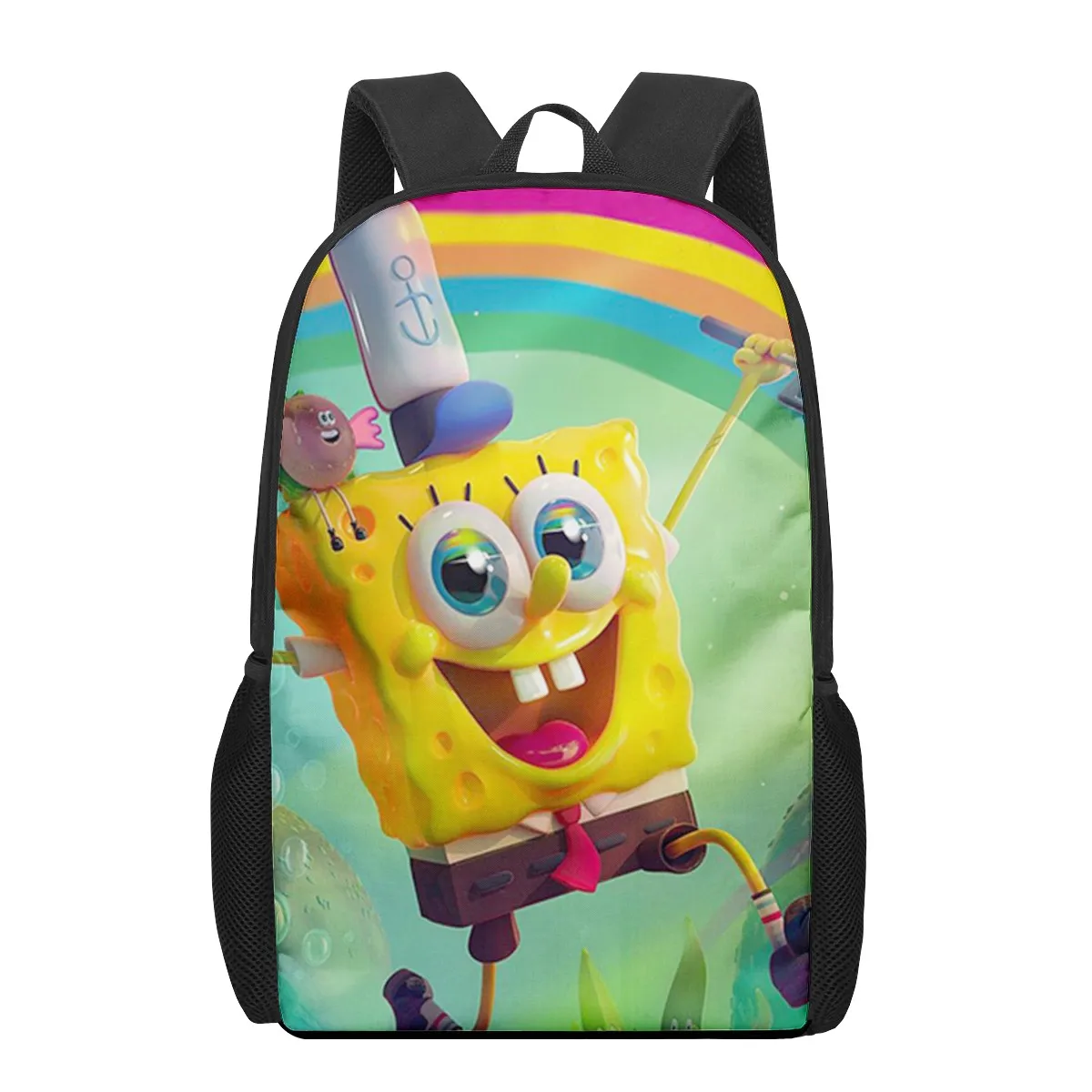 SpongeBobs cute Cartoon Print Men Backpack Kids Boys Rock Roll Backpacks School Bags for Teenage Daily Bagpack Book Bag Packs Bo